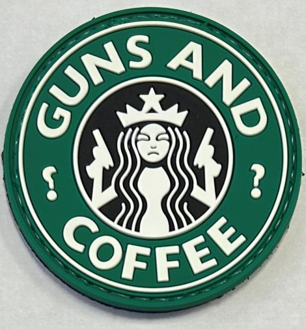 GUNS AND COFFEE PVC PATCH - VELCRO.